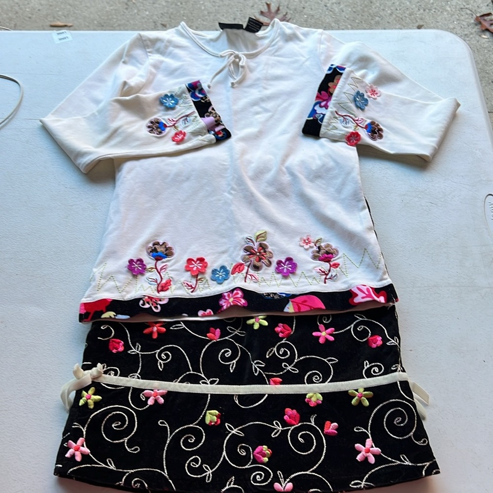 The Children’s Place velvet skirt and matching top